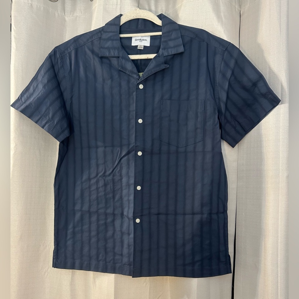 Goodfellow & Co Navy Short-Sleeve Camp Collar Button-Up Shirt